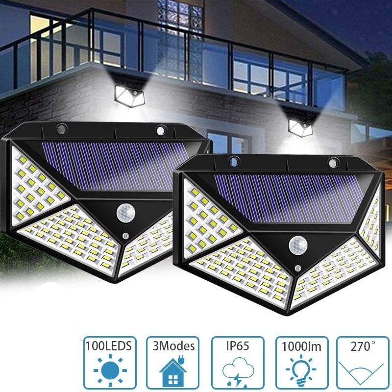 Đèn năng lượng mặt trời cảm biến hồng ngoại Solar 100 LED siêu sáng 3 chế độ đèn led đèn ngoài trời đèn cảm ứng hồng ngoại