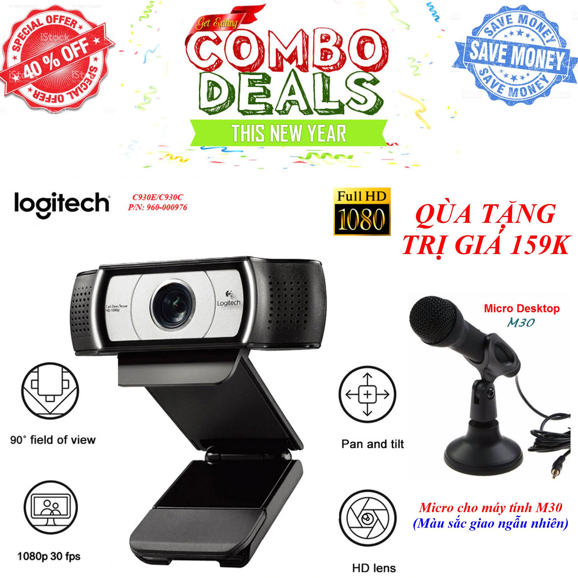 Quà tặng trị giá 159k - webcam logitech c930e/c930c - hàng nhập khẩu - webcam logitech c930c-930e, video call full hd, lấy nét tự động, ống kính zeiss zoom 4x, dual mic