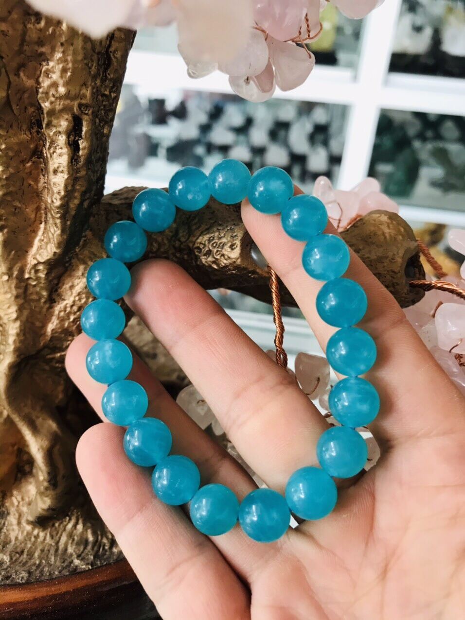 Vòng tay đá amazonite 10 mm tự nhiên