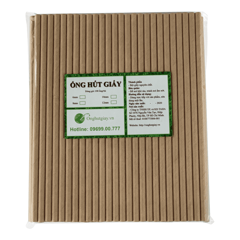 1000 ống hút giấy losupply- ống hút giấy màu nâu kraft phi 6
