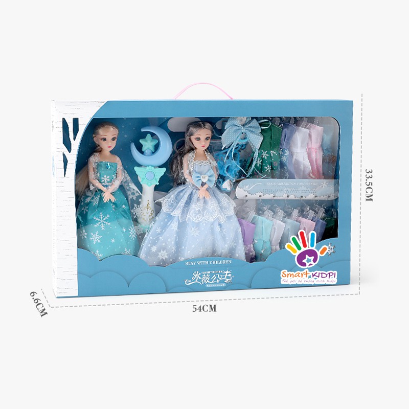 COMBO 2 Búp Bê ELSA TÓC MÂY kèm 10 trang phục và các phụ kiện