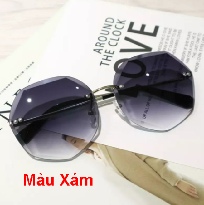 [HCM]Kính xi ốc mắt tròn không viền cao cấp - kính mát nữ 7 cạnh