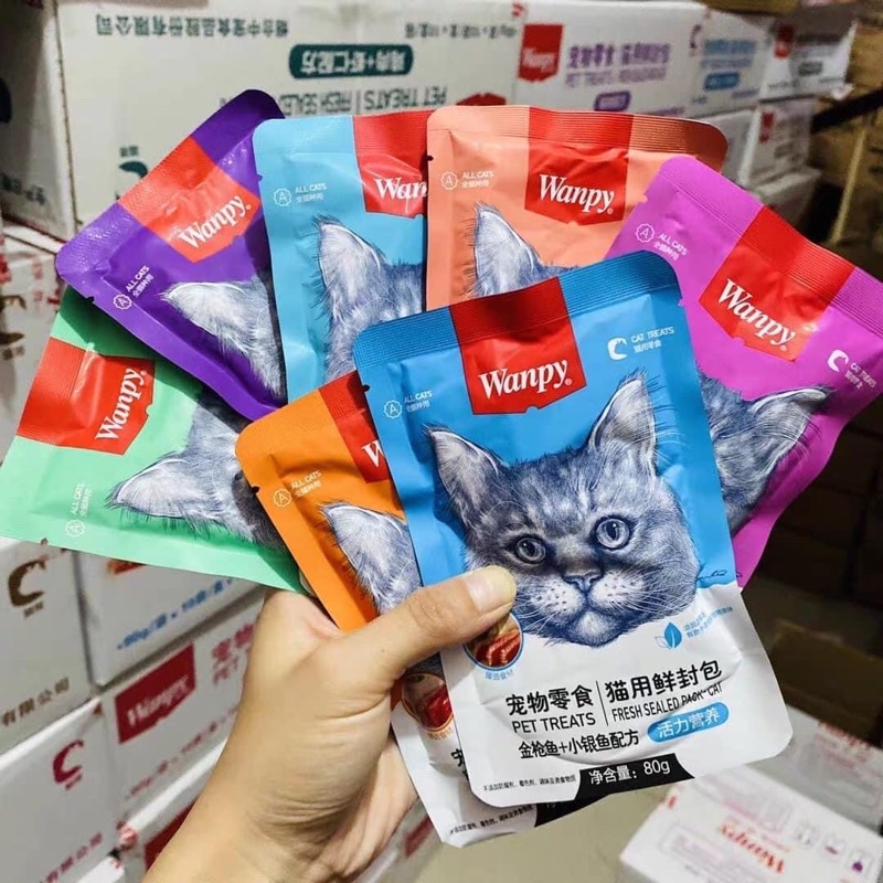 Combo 30 gói pate WANPY đủ vị cho mèo mọi lứa tuổi gói 80g