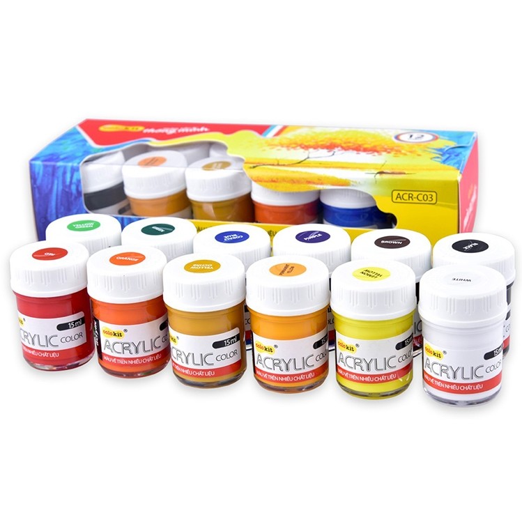 Hộp màu Acrylic Colokit ACR - C03  (Thiên Long) (12 lọ x 15ml)