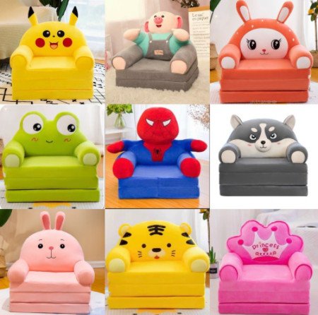 Ghế Lười-Sofa Giường Đệm Ghế Hình Thú Cho Bé 3 Tầng Có Ruột Kèm Vỏ,MẪU HỔ VÀNG