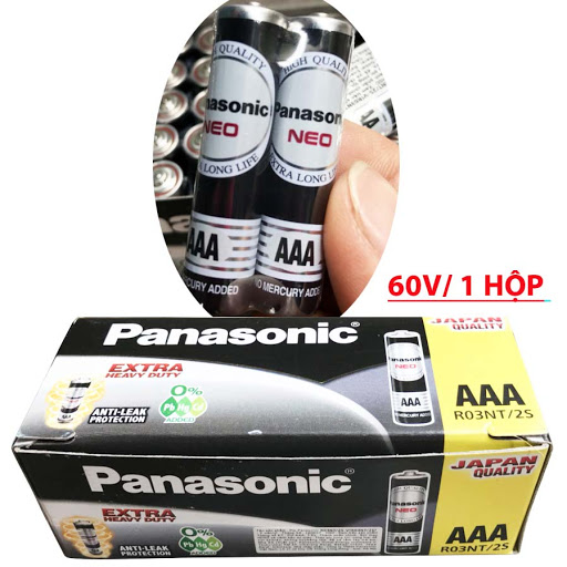 Vỉ 2 viên pin đũa Panasonic (AAA) chính hãng