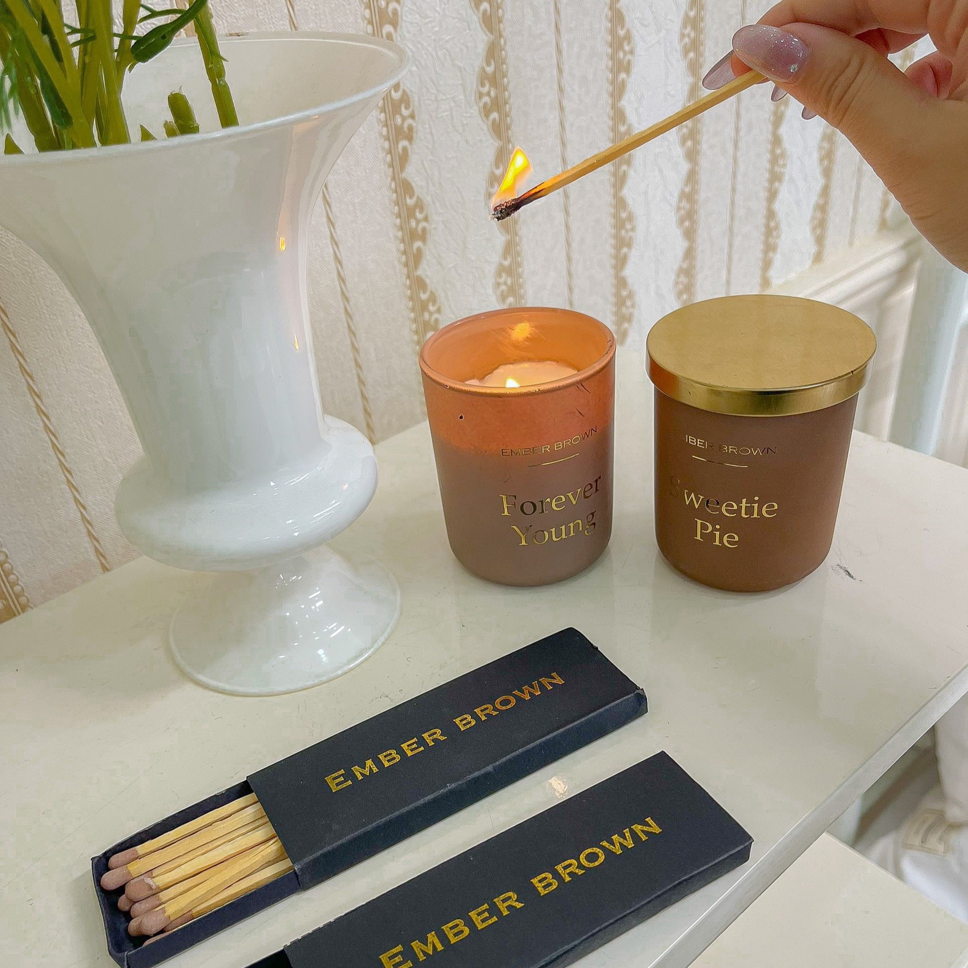 Ember Brown - Diêm Chuyên Dụng Đốt Nến Thơm Phụ Kiện Đốt Nến Thơm