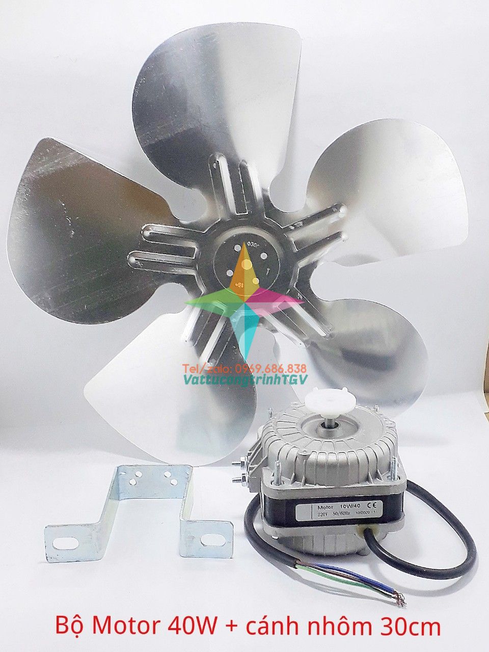 Bộ motor quạt 220V + cánh nhôm + chân đế