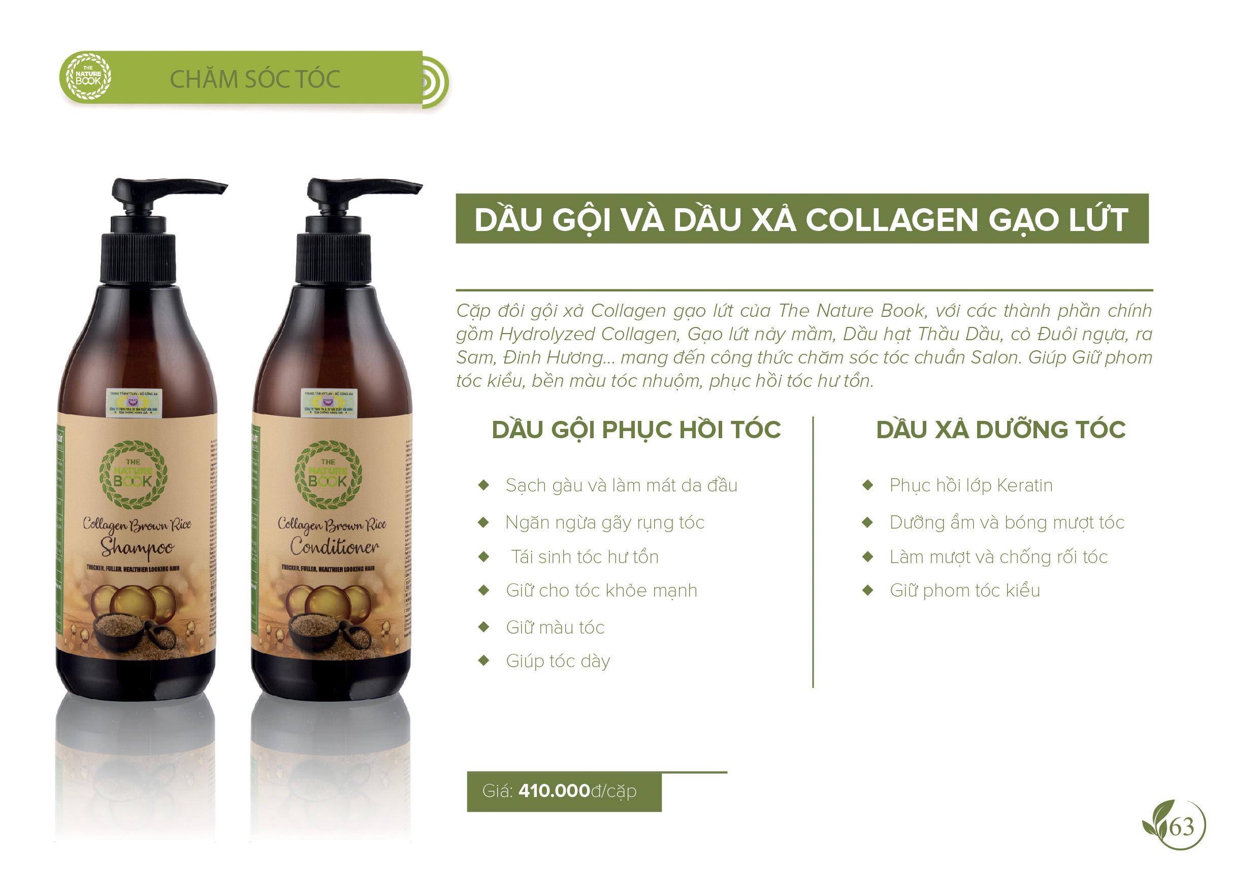 Combo Dầu Gội Và Dầu Xả Collagen Gạo Lứt