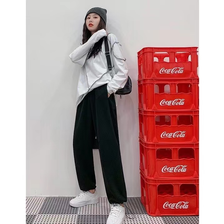 Quần jogger nam nữ ống rộng BÓ CHUN basic track pants unisex