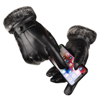 Găng tay da nam mùa đông giữ ấm chống nước lót nỉ lông cực ấm thiết kế thumbnail