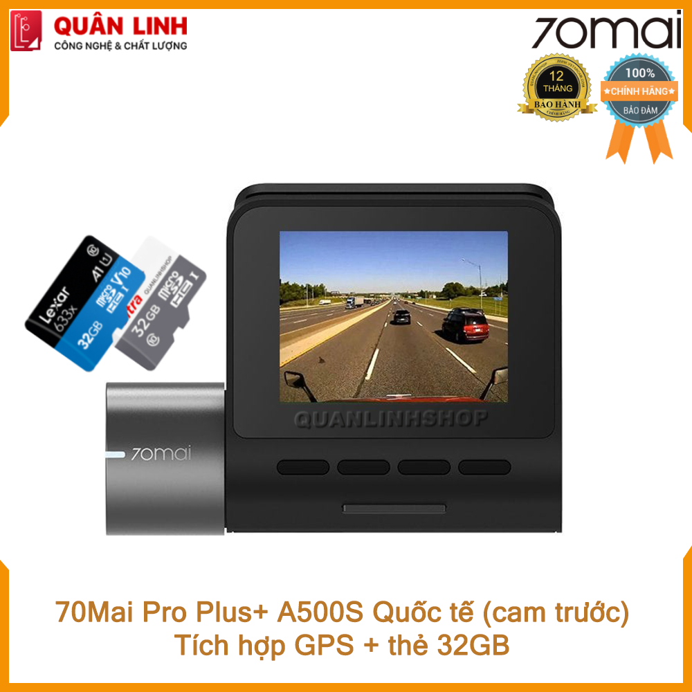 Camera hành trình 70mai Dash Cam Pro Plus+ A500S quốc tế, tích hợp sẵn GPS