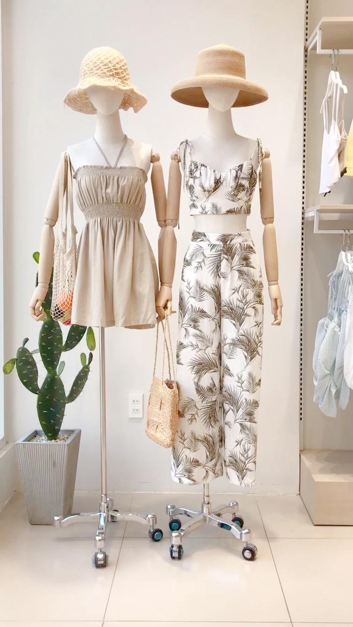 Quần culottes MIEU trơn dài - HM12 (Kem Lá/Trắng)