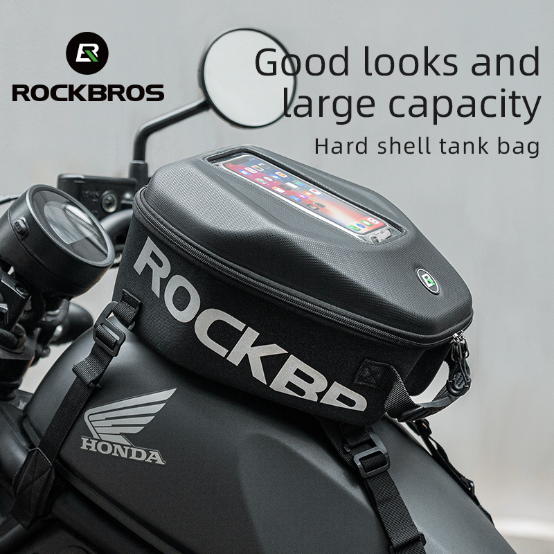 ROCKBROS Túi đựng xe máy Ba lô xe máy vỏ cứng dung tích lớn 7L Màn hình cảm ứng Túi lưu trữ đa chức năng xe máy di động có che mưa chống nước