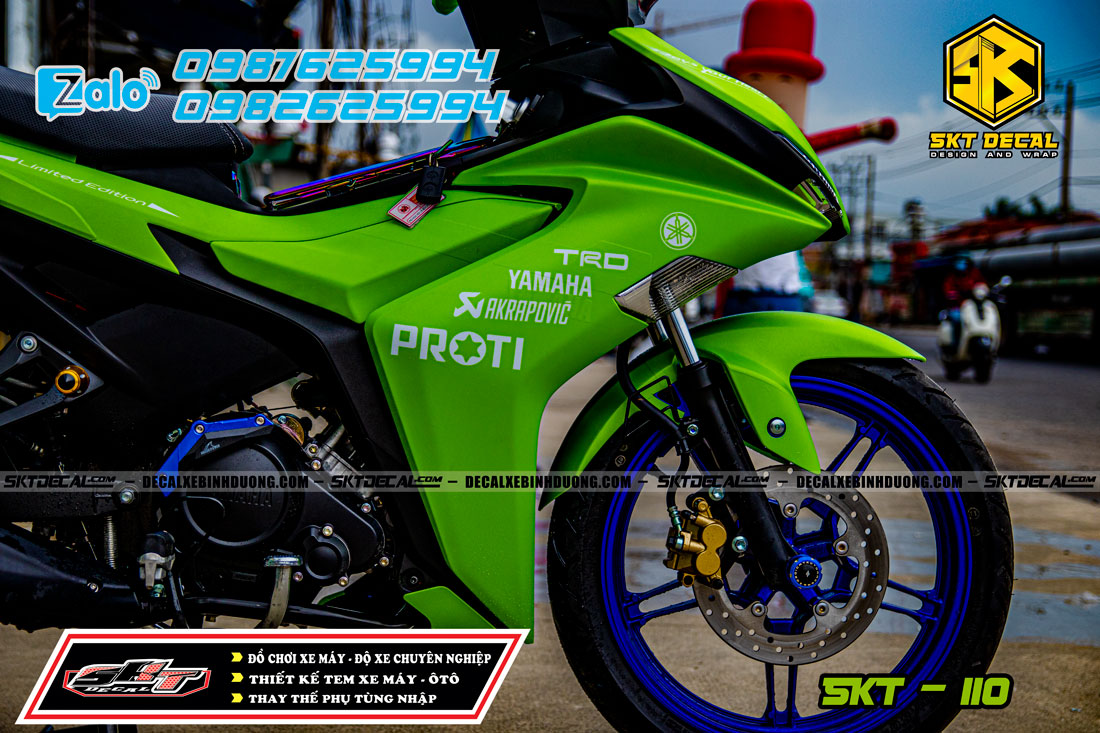 tem trùm exciter 155 xanh lá đơn giản