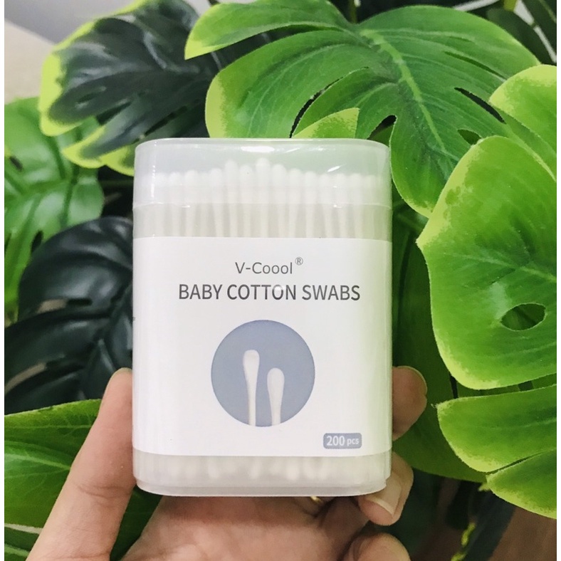 Tăm bông cho bé sơ sinh V-Coool, hộp 200 que