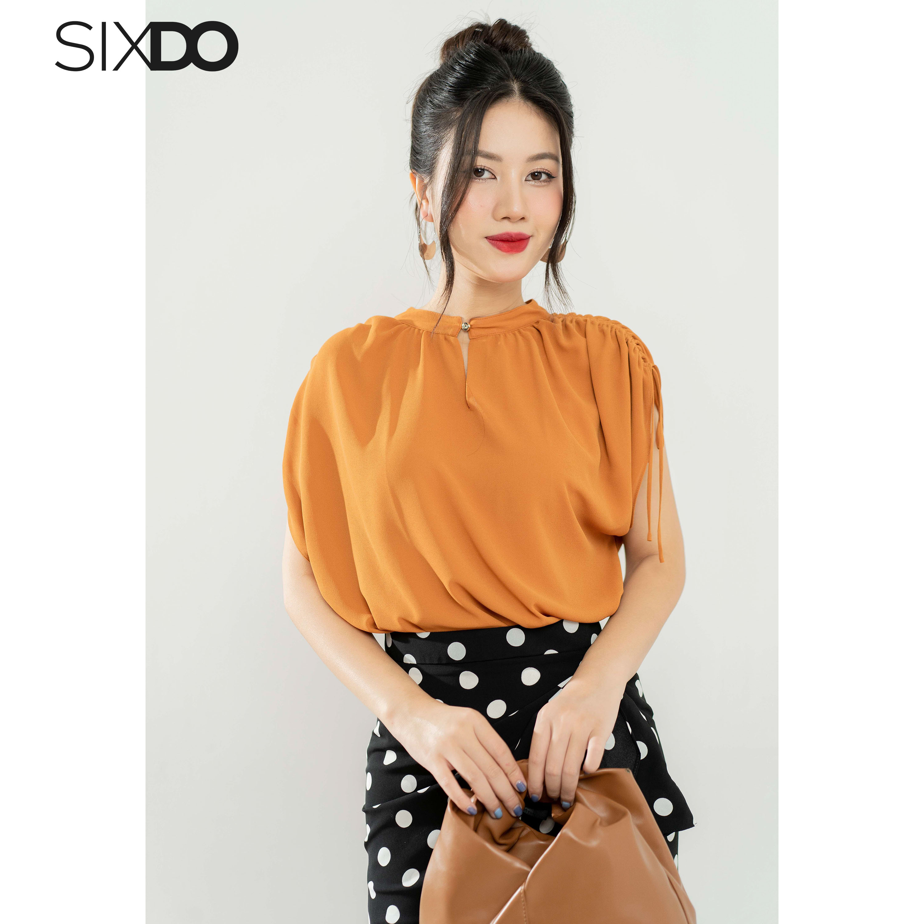 Áo kiểu nữ chiffon nhúm vai SIXDO