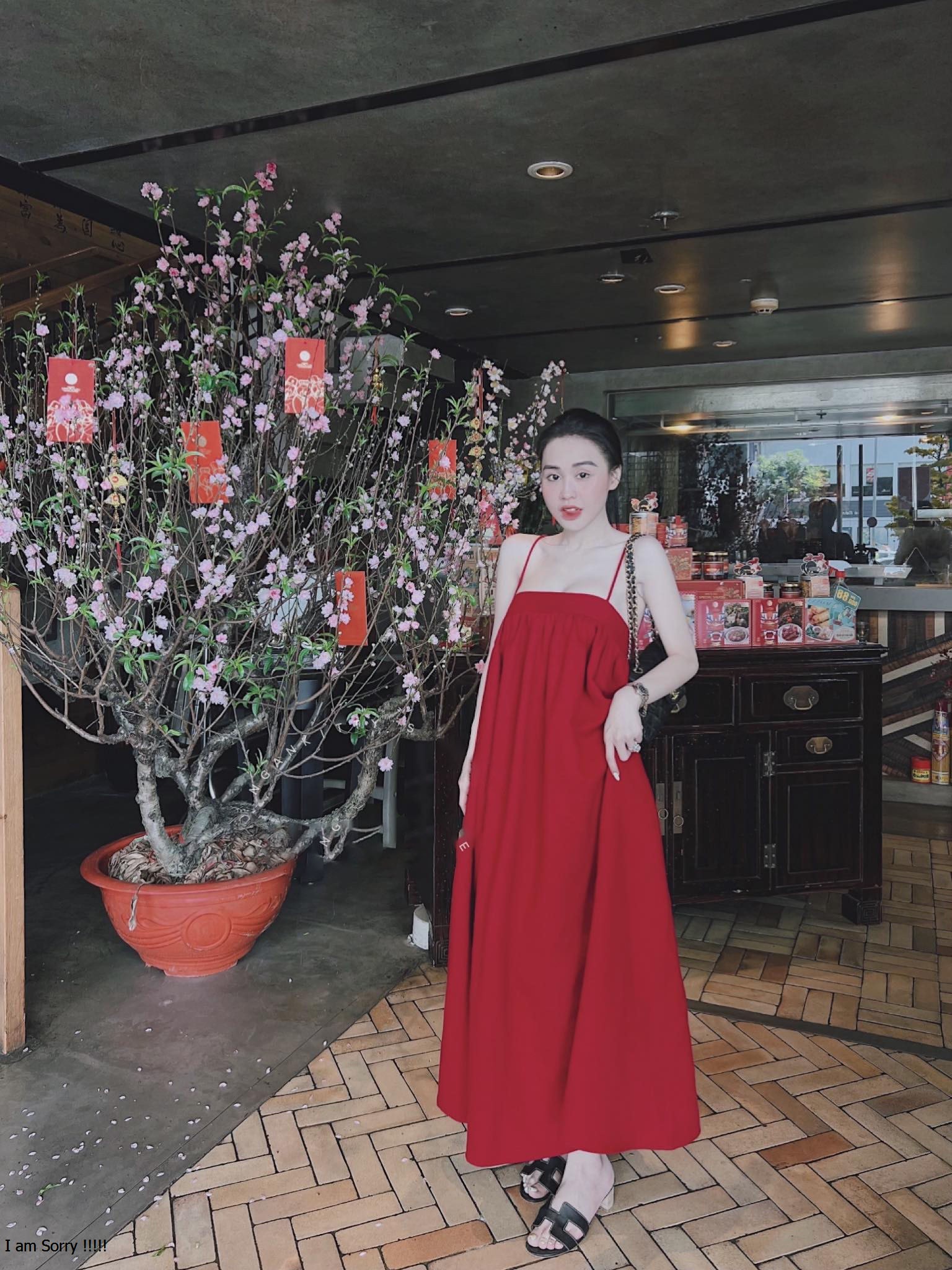 váy 2 dây đỏ xinh xỉu