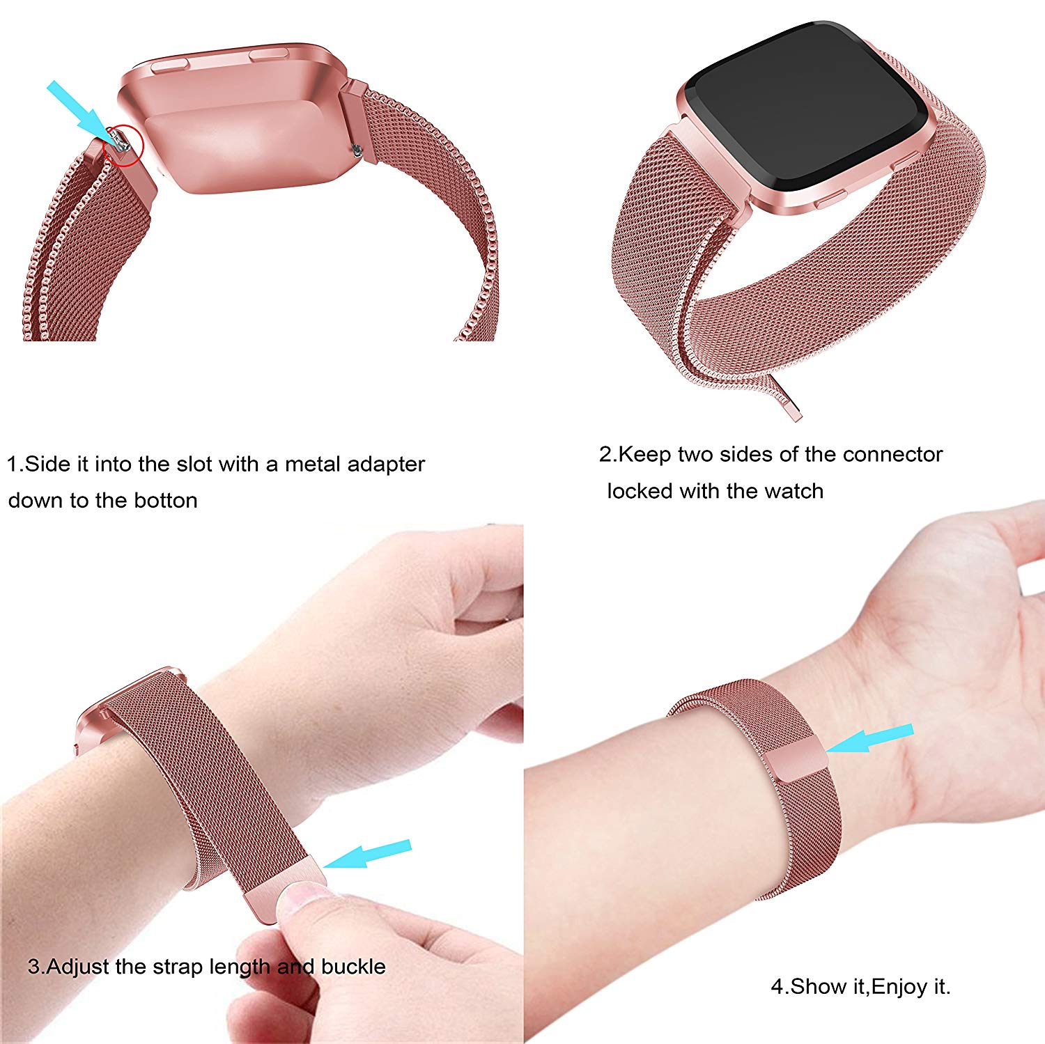 Dây Thép Milanese Loop Stainless Steel Cho Fitbit Versa Versa 2 Versa Lite