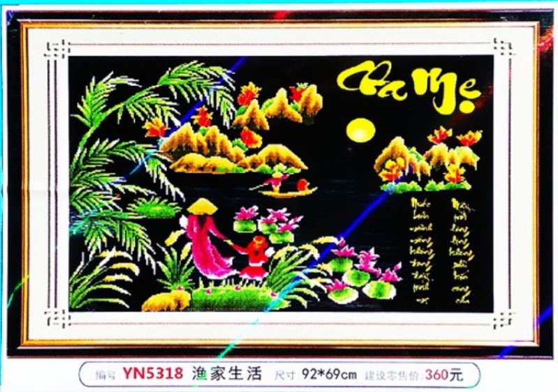 Tranh đính đá mẫu mới Cha Mẹ-KT:93x60cm