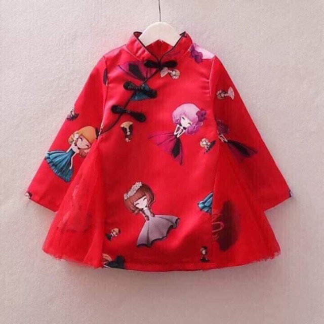 [8-22Kg] Váy Cổ Tàu Cực Xinh Cho Bé Gái