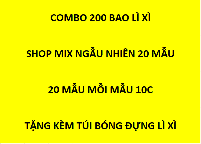 Combo 100 - 200 bao lì xì tết 2024 mix 20 mẫu