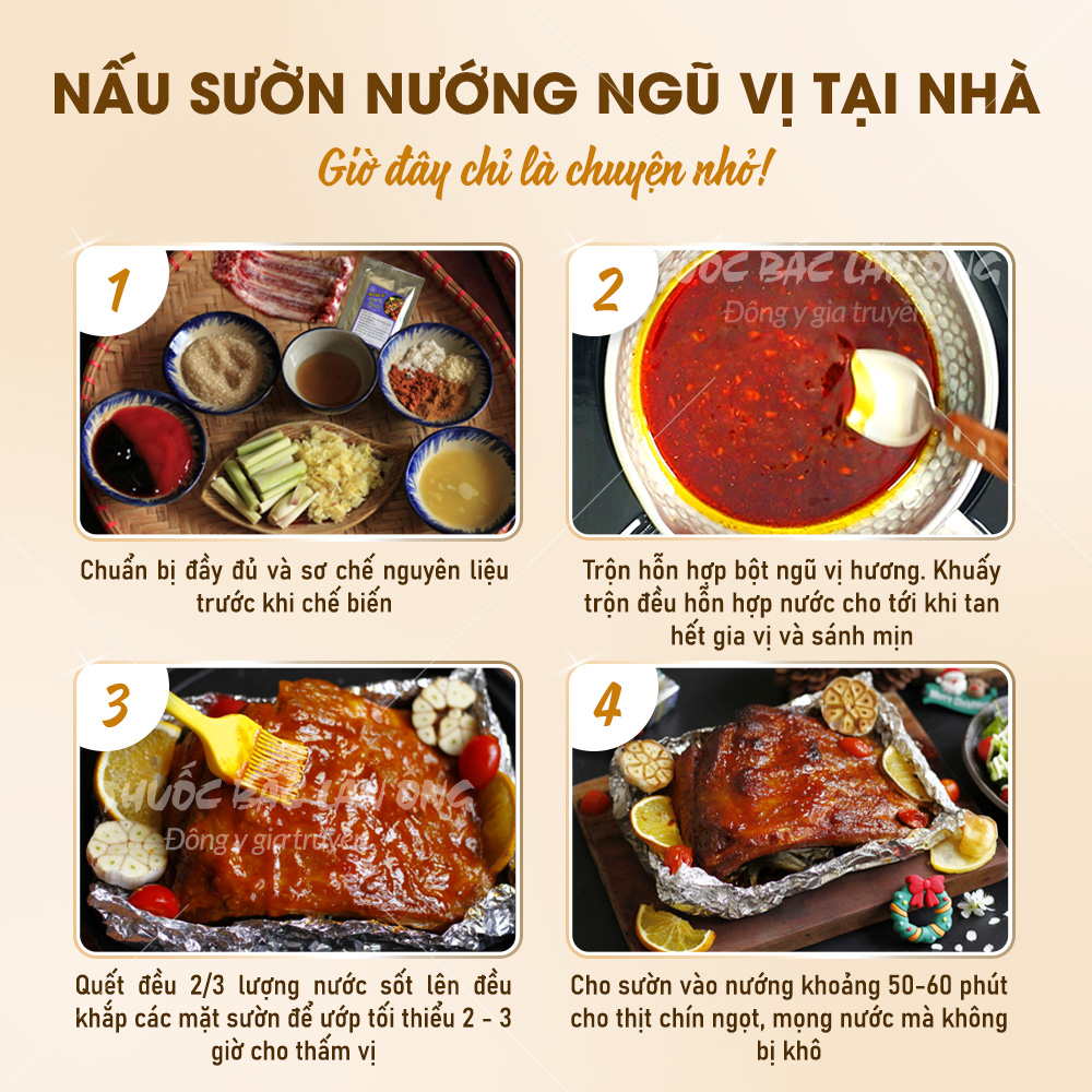 Bột ngũ vị hương, bột gia vị nấu ăn, dùng cho chiên, xào, tẩm ướp thịt nướng thơm ngon, chuẩn vị