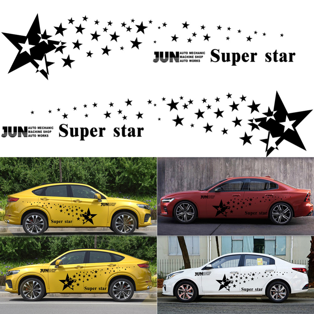 Tem decal ngôi sao dán sườn xe ô tô