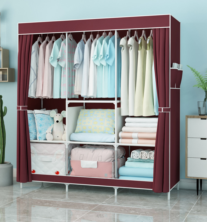 Tủ quần áo aldvflextủ đựng quần áo vải vải khung thép 2 buồng 3 buồng tủ vải 3d loại 1