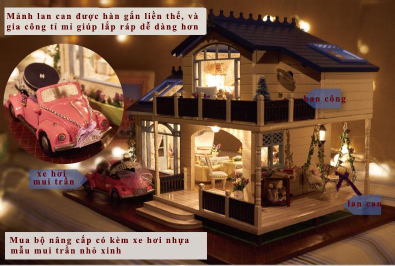 Mô hình nhà gỗ DIY biệt thự xứ sở hoa tím