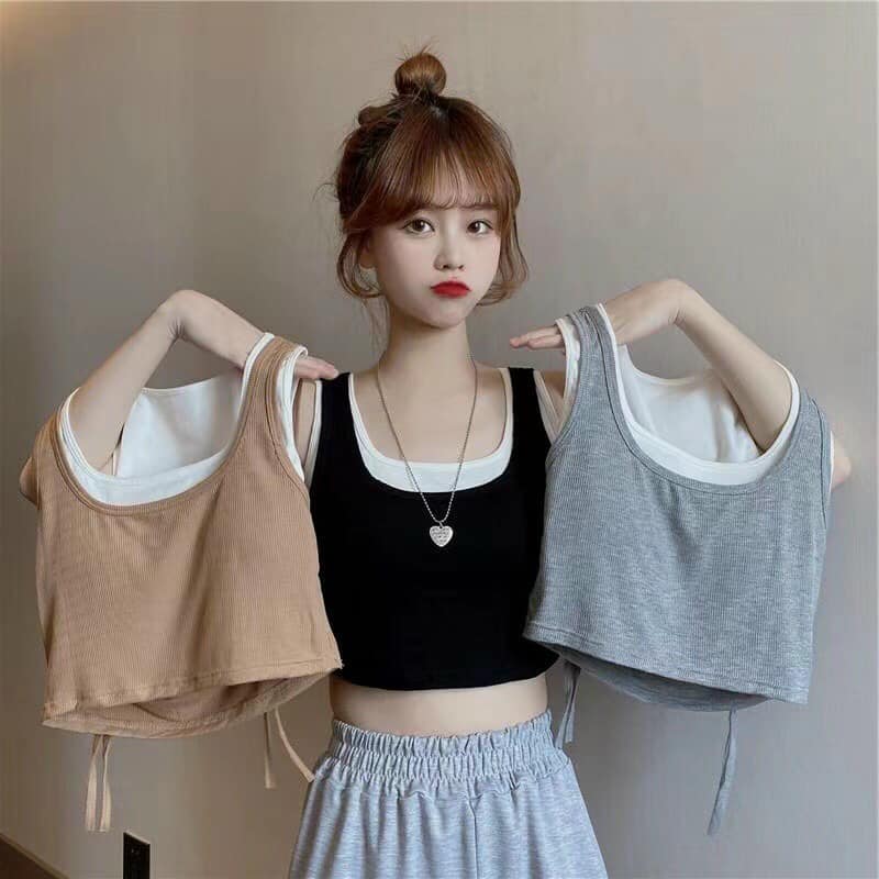 (ẢNH THẬT) ÁO CROPTOP BA LỖ CÓ ĐỆM NGỰC HÀNG