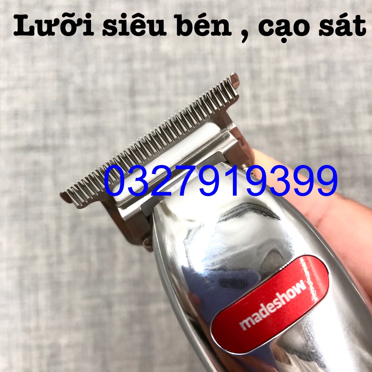 Madeshow Tông đơ chấn viền cao cấp M6, màu xanh trắng, pin lithium 1400mAh, động cơ Turbo 2 tốc độ, lưỡi thép không gỉ, công suất 8W, thiết kế hiện đại, bảo hành 3 tháng