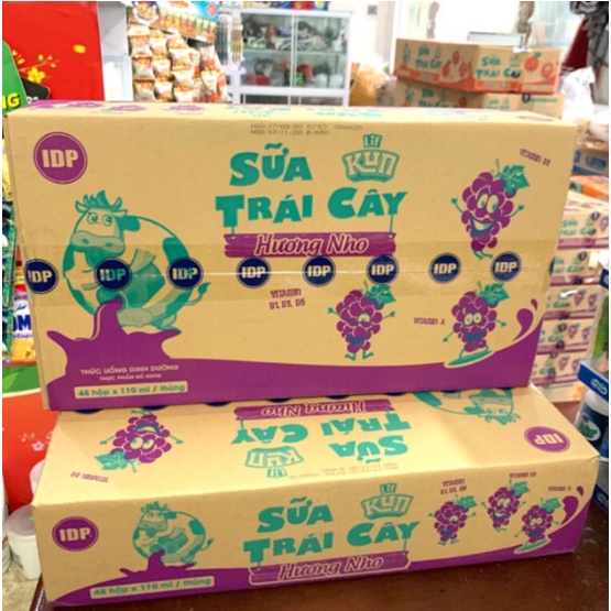 Sữa Kun Đủ Vị Thùng 48 Hộp x 110ml (Dâu/Cam/Socola/mãng cầu/nhiệt đới/nho/trắng)
