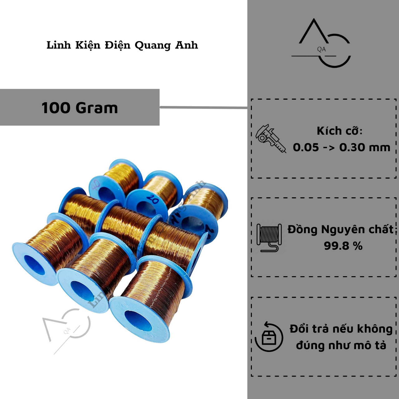 Dây đồng cách điện 100 gram quấn biến áp handmade cuộn dây đồng quấn quạt câu mạch