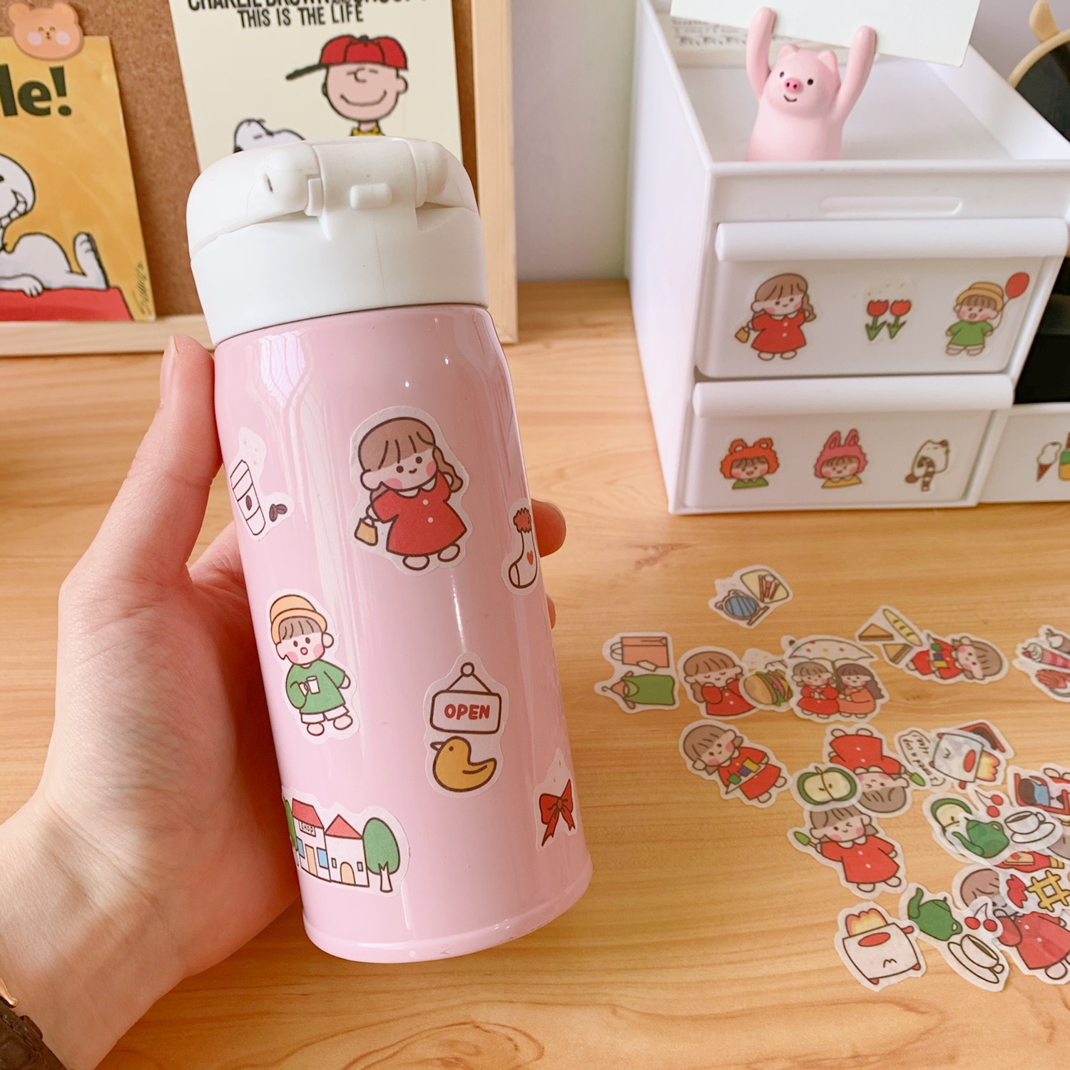 [HCM]Set miếng dán sticker decal sổ vở cô bé 40 miếng