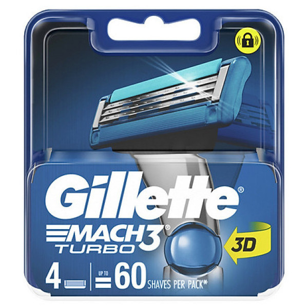 [Chính hãng] Hộp Lưỡi dao cạo râu Gillette Mach 3 Turbo 3D vỉ 4 cái - Mach3 3 lưỡi cao cấp cao cấp