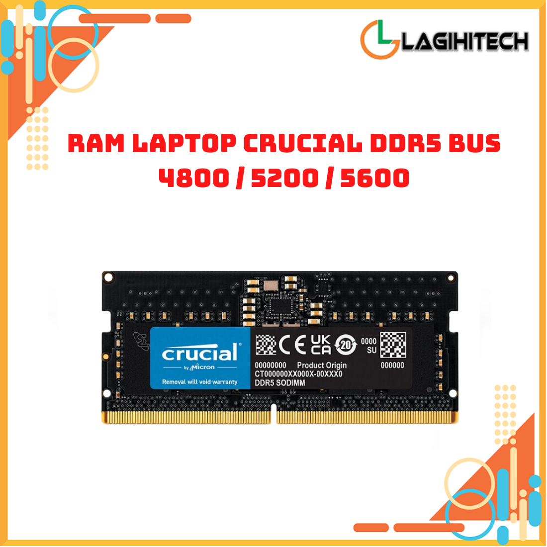 RAM Laptop DDR5 Crucial Bus 4800 5200 5600 Dung Lượng 16GB 32GB