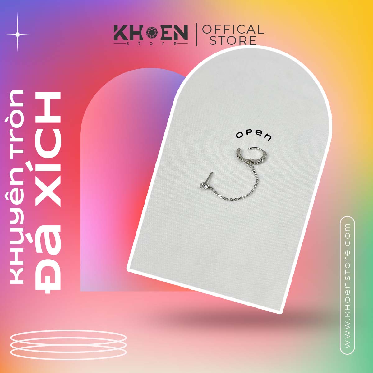 (1 Chiếc) Khuyên tròn đá xích - Zircon -Khoen Store