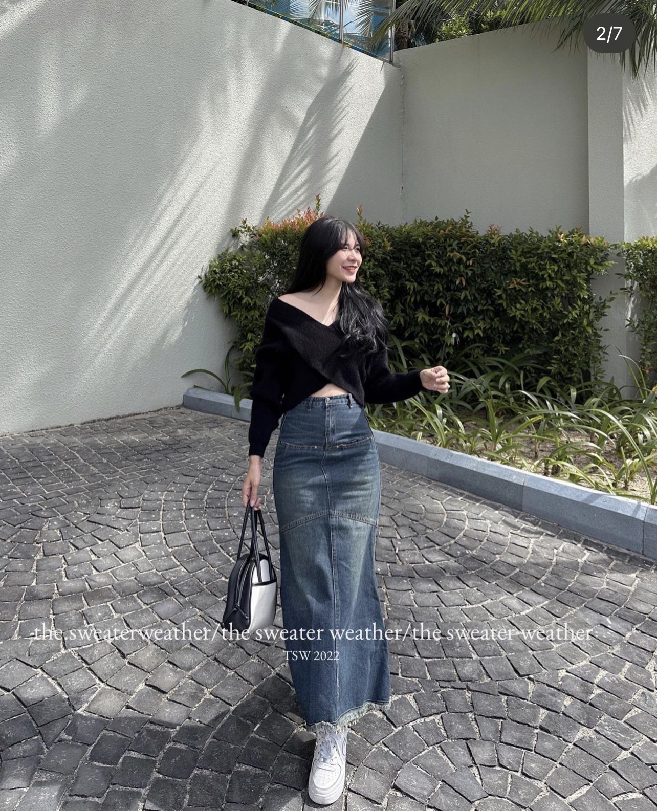 Chân váy jeans maxi đuôi cá dáng dài cv6857