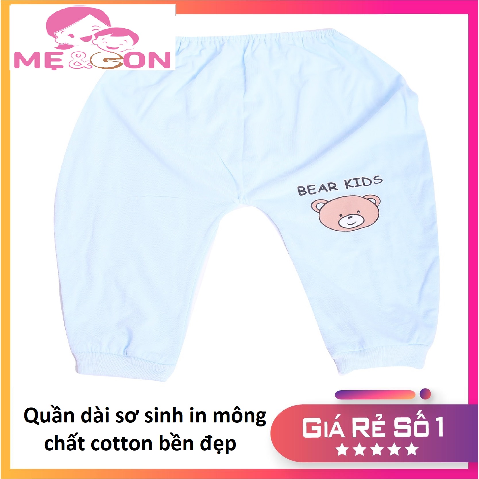 Quần dài sơ sinh cotton in mông bền đẹp