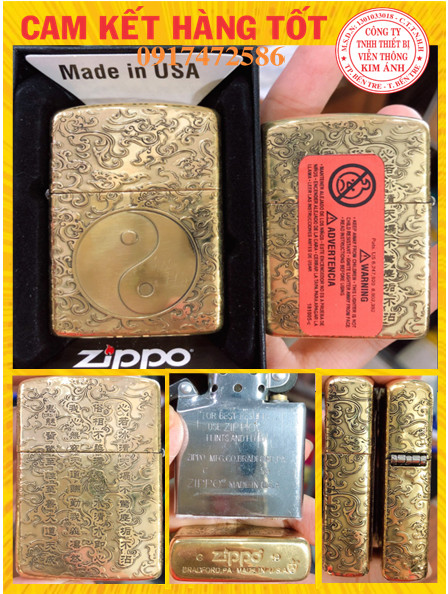 Bật Lửa Zippo Armor Vỏ Dầy, Khắc Chìm 5 Mặt Hình Bát Quái, Có tem đỏ