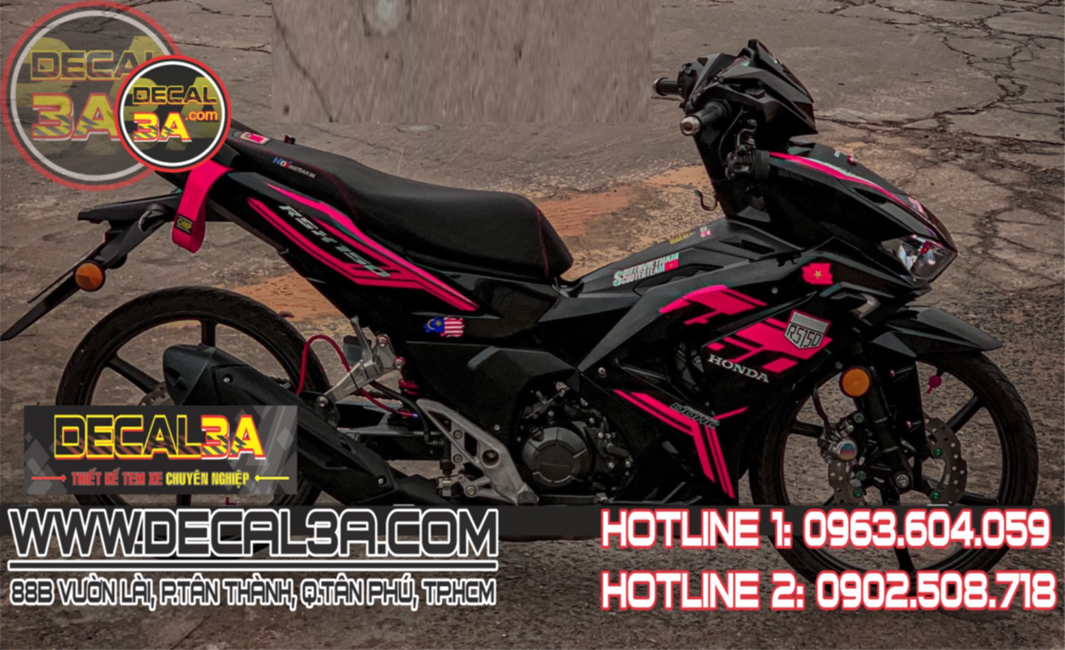 Winner V3 RSX 150 removable decal rose Black