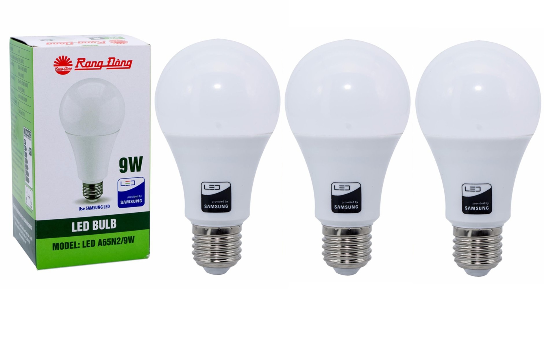 3 bóng đèn 9W LED bulb RẠNG ĐÔNG E27 chip Samsung