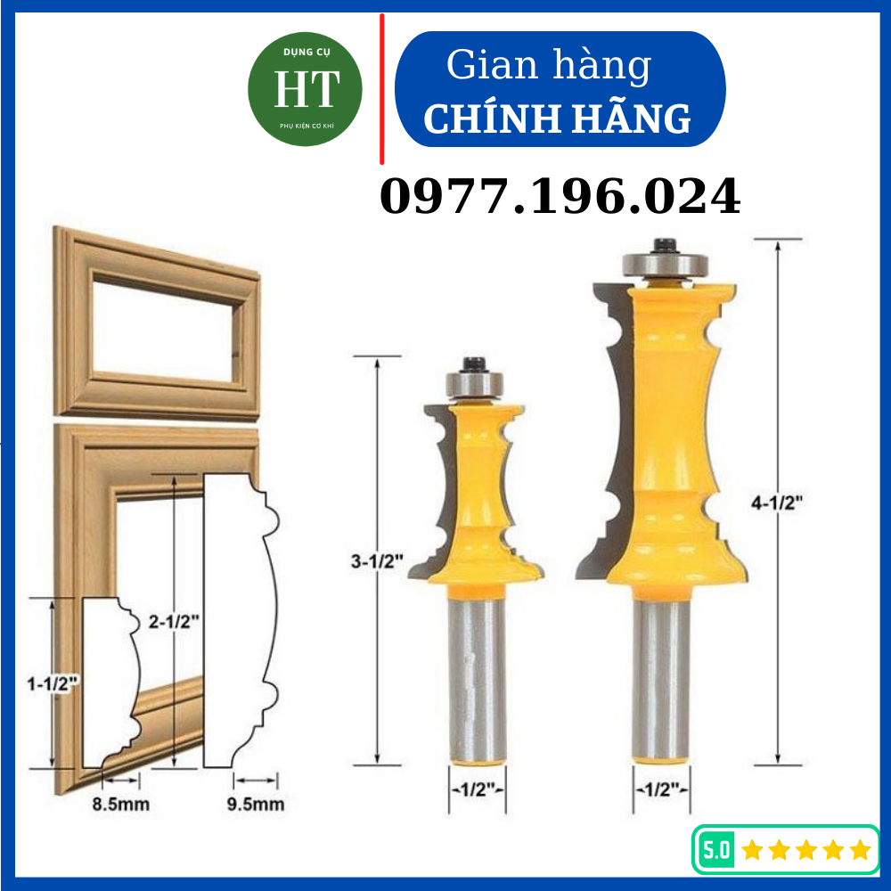 Bộ 2 Mũi Phay Gỗ Đánh Chỉ Khung Tranh