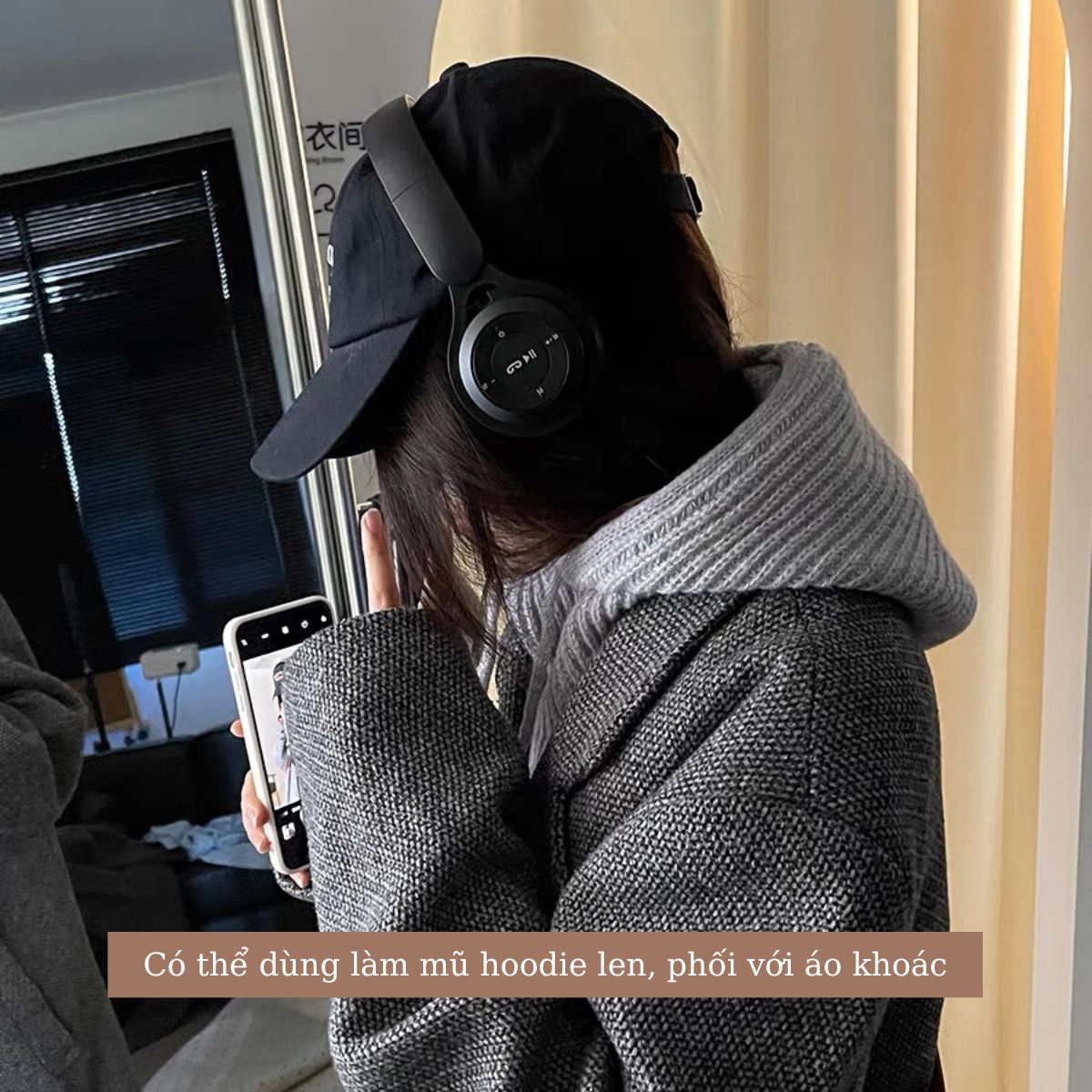 Khăn len mùa đông, khăn len trùm đầu nhiều màu De coco