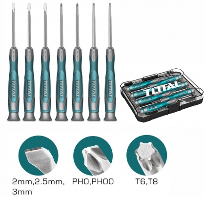 Bộ tuốc nơ vít (tô vít) 7 chi tiết Total THT250726