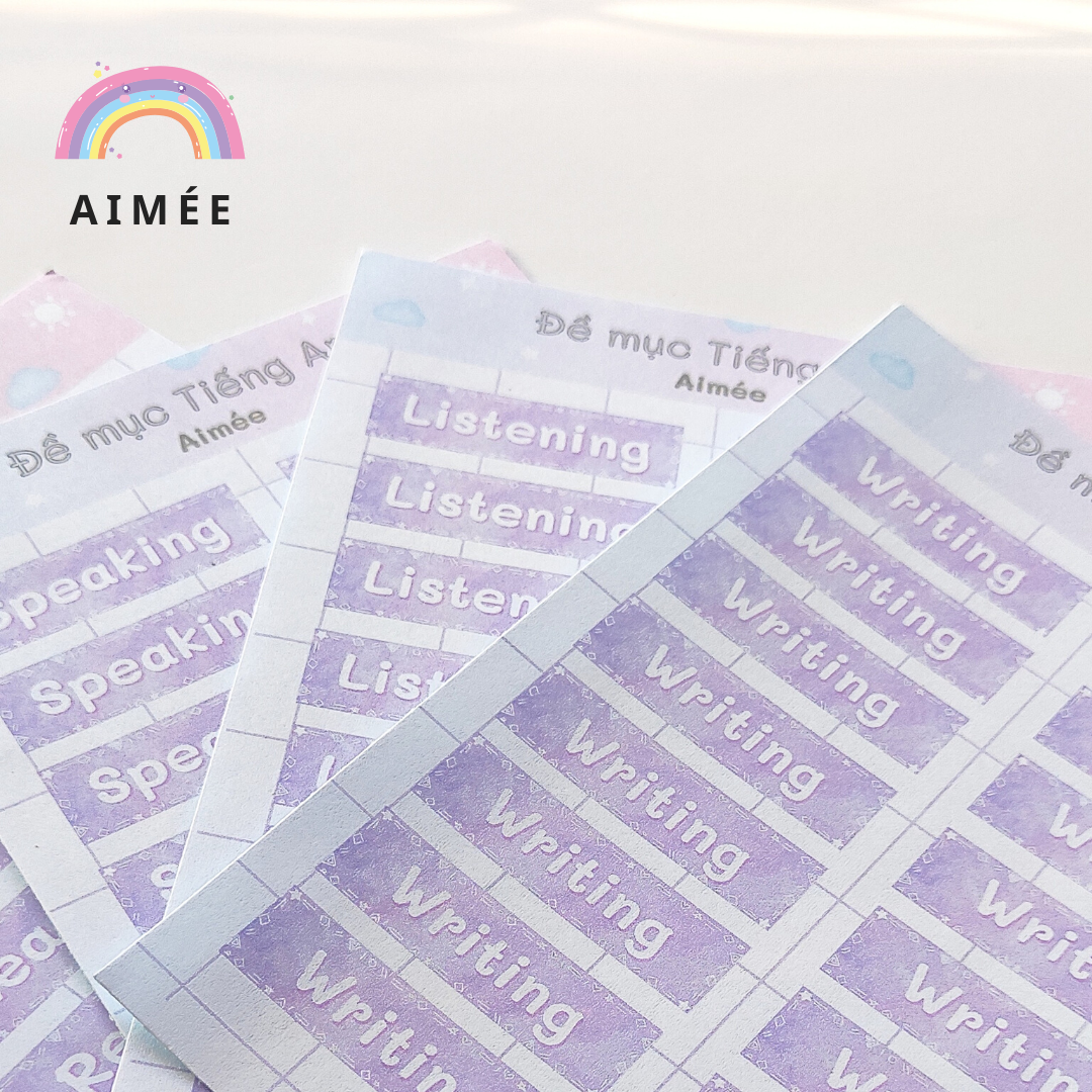 Set 4 Tấm Sticker Đề Mục Tiếng Anh | Aimée