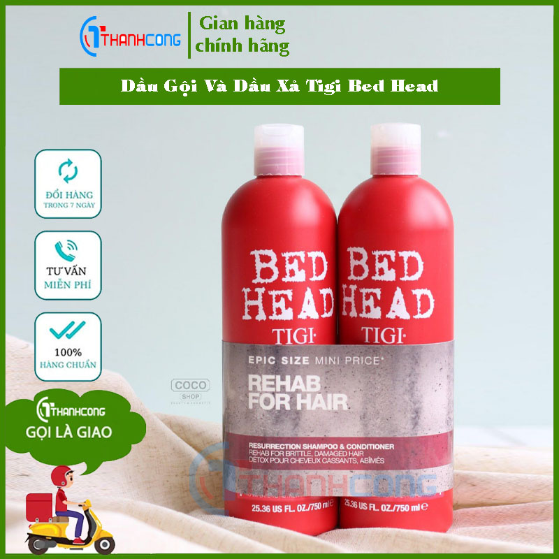 Cặp Dầu Gội Và Dầu Xả Tigi Bed Head Resurrection Shampoo & Conditioner 750ml Đỏ