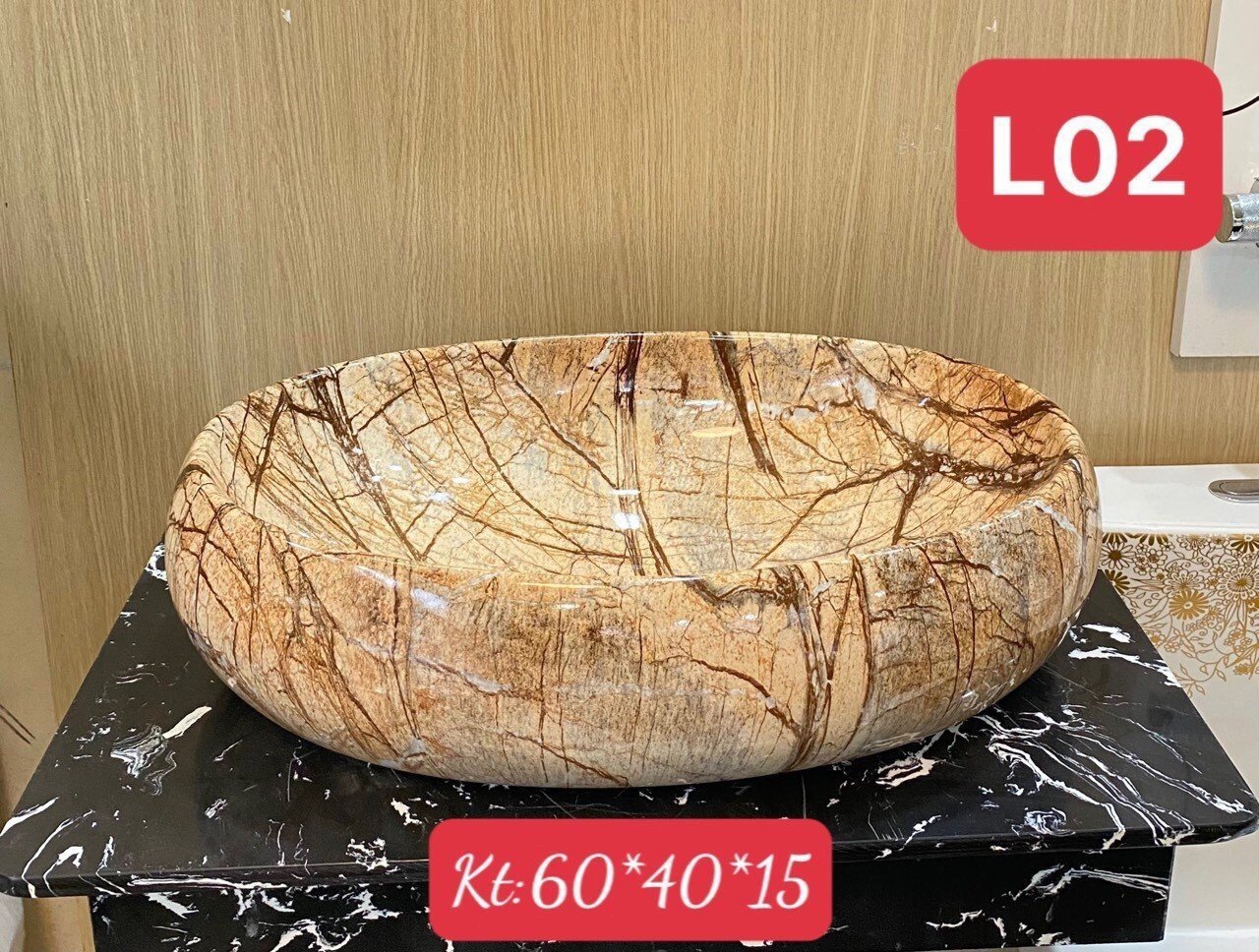 CHẬU RỬA MẶT, LAVABO, vân gỗ đẹp GROVES GRL 065CP