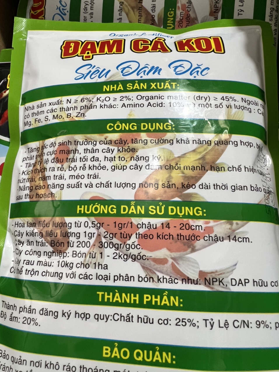 Phân bón Organic Đạm Cá Koi siêu đậm đặc (gói 700gr)